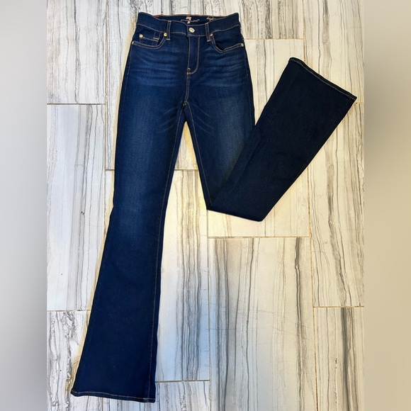 7 For All Mankind Ali High Waist Dark Blue Bootcut Stretch Jeans - Picture 13 of 16